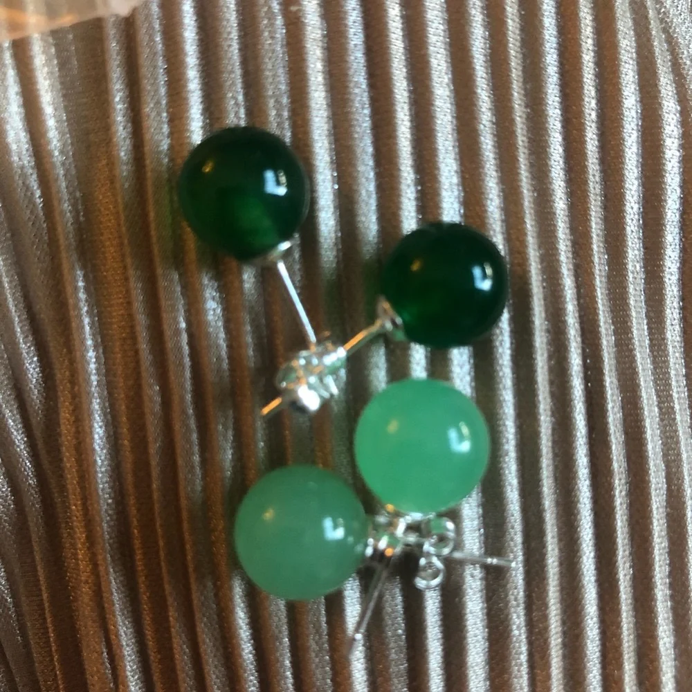 Jade silver earrings - Picture 5 of 10